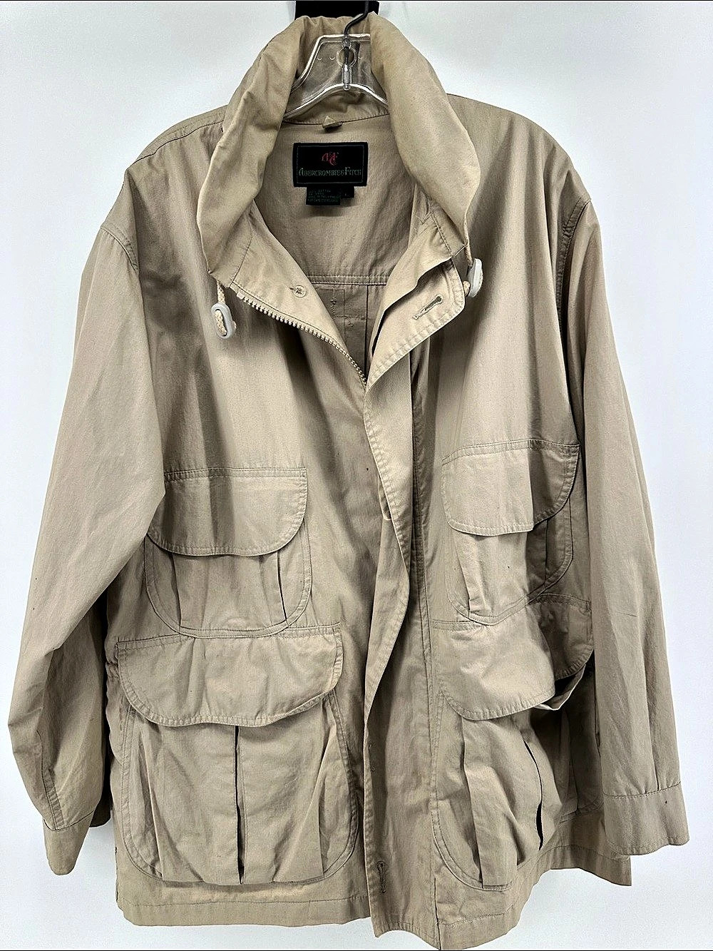 VTG 1980s Abercrombie & Fitch Utility Rain Jacket Beige Large